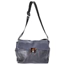 Lanvin Colorblock lined Carry Shoulder Bag in Blue-Grey Leather
