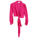 Diane Von Furstenberg Wrap Cropped Blazer in Pink Silk