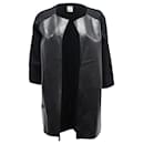 Pinko Open-Front Coat in Black Leather