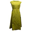 Max Mara Weekend Sleeveless Pleated Midi Dress in Green Taffeta Polyester