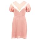 Sandro Paris Gavin Two-Tone Puff Sleeve Lace Dress in Pink Polyester