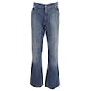 Yves Saint Laurent Calça jeans com bainha larga em jeans de algodão azul
