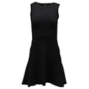 Theory Nkay Sleeveless Fluted Dress in Black Cotton Blend