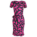 Diane Von Furstenberg Pink Lips Midi Dress in Black Print Silk