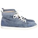 Christian Louboutin Louis Orlato High Top Sneakers in Blue Suede 