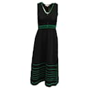 Maje Knitted Midi Dress With Colored Piping in Black Polyester Viscose
