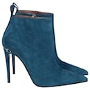 Gucci Pointed Ankle Boots in Turquoise Blue Suede
