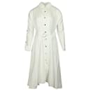 Robe Maje Manches Cloutées en Coton Blanc