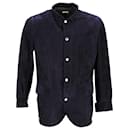Brunello Cucinelli Tailored Jacket in Navy Blue Suede Leather