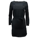 a.P.C Belted Mini Sheath Dress in Black Silk - Apc