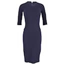 Halbärmliges Kleid von Victoria Beckham aus marineblauer Seide