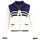 Love Moschino Sailor Style Cardigan in White and Blue Wool