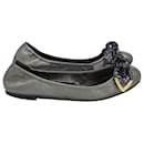 Louis Vuitton Flexible Sequined Bow Ballerina Flats in Silver Leather