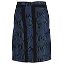 Diane Von Furstenberg Animal Print Pencil Skirt in Blue Acetate