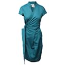 Max Mara Wrap Dress in Turquoise Cotton Poplin