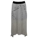 Maje Pleated Laser Cut Skirt in Ivory Polyester