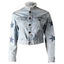 Sandro Paris Liverpool Embellished Denim Jacket in Blue Denim