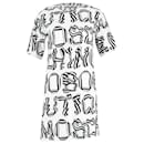 T-Shirt-Kleid mit Logo von Moschino Boutique aus weißem, bedrucktem Polyester