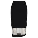 Alexander Mcqueen Fine Knit Midi Skirt in Black Wool