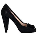 Prada Peep Toe High Heels aus schwarzem Wildleder