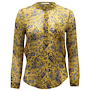 Isabel Marant Roundneck Buttondown Blouse in Yellow Print Silk