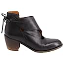 Dries Van Noten Back Tie Ankle Boots in Black Leather