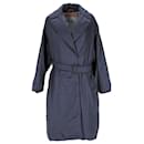 Max Mara The Cube Belted Coat in Blue Polyester