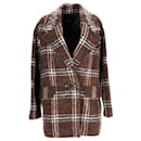 Pinko Double-Breasted Check Coat in Brown Polyester