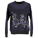 Pinko Floral-Embroidered Sweatshirt in Navy Blue Polyester