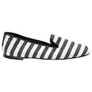 Tods Striped Ballet Flats in Black Canvas - Tod's