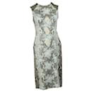 Erdem Snakeskin Print Dress with Lace Detail in Grey Viscose
