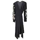Tory Burch Embroidered Wrap Dress in Black Viscose