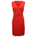 Diane Von Furstenberg Belted V-Neck Dress in Red Viscose