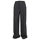 Ralph Lauren Striped Straight Trousers in Navy Blue Wool