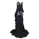 Balmain High Low Sequin Gown in Black Silk