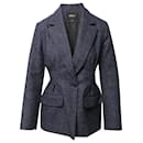 Maje Prince of Wales Checked Blazer in Navy Blue Wool 