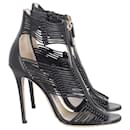 Jimmy Choo Katie Strappy Zip Front Sandals in Black Leather