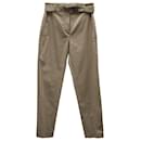 Brunello Cucinelli Monili Belt Trousers in Khaki Cotton