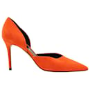 Celine Pointed High Heels in Orange Suede - Céline