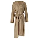 Victoria Beckham Ruffled Trench Coat in Beige Silk