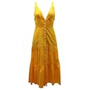 a.l.C. Jordyn Tiered Midi Dress in Yellow Cotton - A.L.C