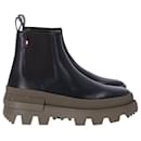 Moncler Lir Chunky Chelsea Boots in Black Leather