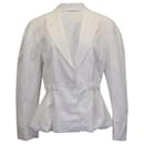Ulla Johnson Marras Peplum Jacket in White Cotton Linen