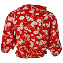 Rixo Ruffled Wrap Top in Red Floral Silk - Autre Marque