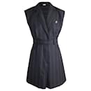 Sandro Vaiana Stripe Tailored Mini Dress in Black Wool