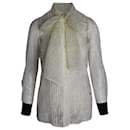 Blusa con lazo de encaje Chantilly de Tory Burch en encaje de poliamida color crema