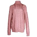 Tod's Cable-Knit Turtleneck Sweater in Pink Merino Wool