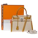 Hermes Kelly bag 28 in Beige Canvas - 101219 - Hermès