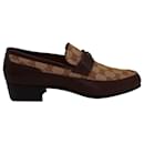 Gucci Printed Monogrammed Coated-Canvas Loafers in Brown Leather 