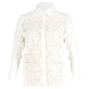 Victoria Beckham Geometric Button-Up Shirt in Cream Cotton 